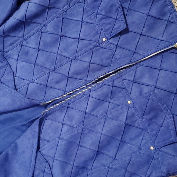 Vibrant Cobalt Blue Faux Suede zip up jacket - Picture 12 of 12